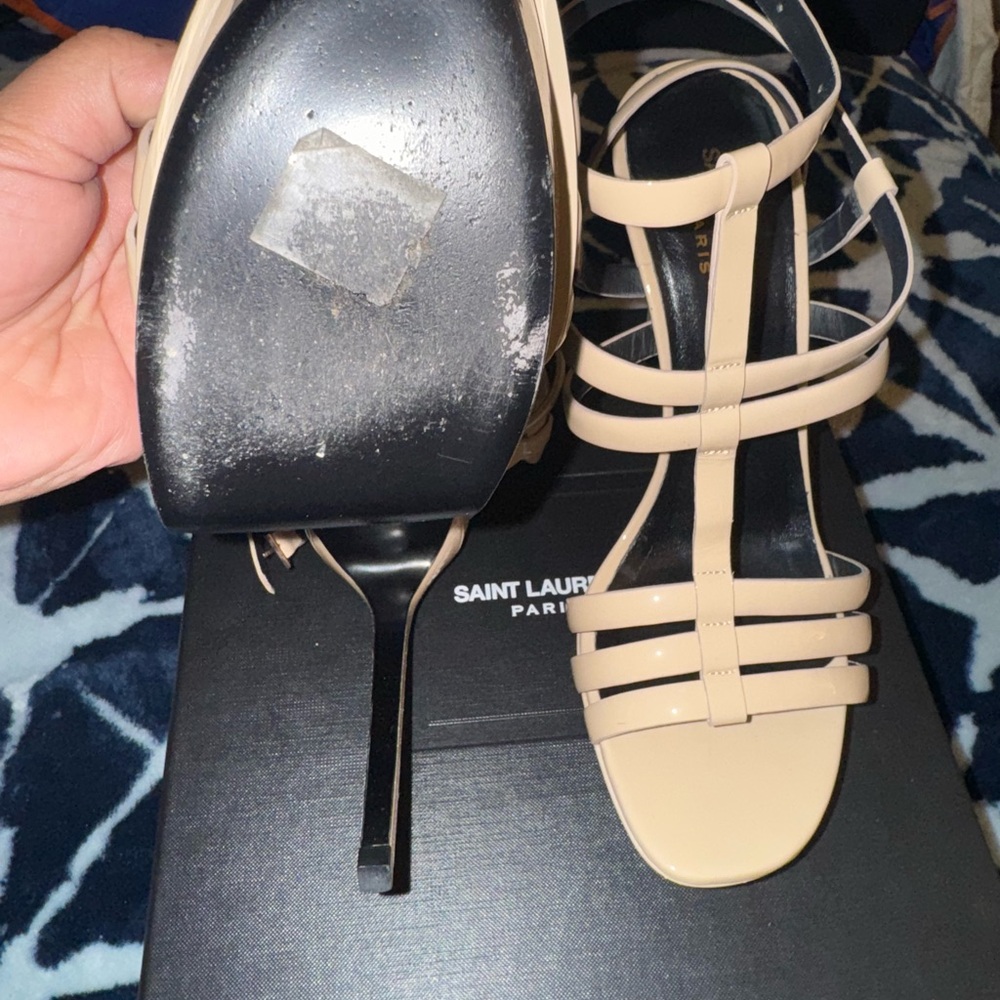 Saint Laurent Women's Nude Strappy Sandals - Picture 3 of 4
